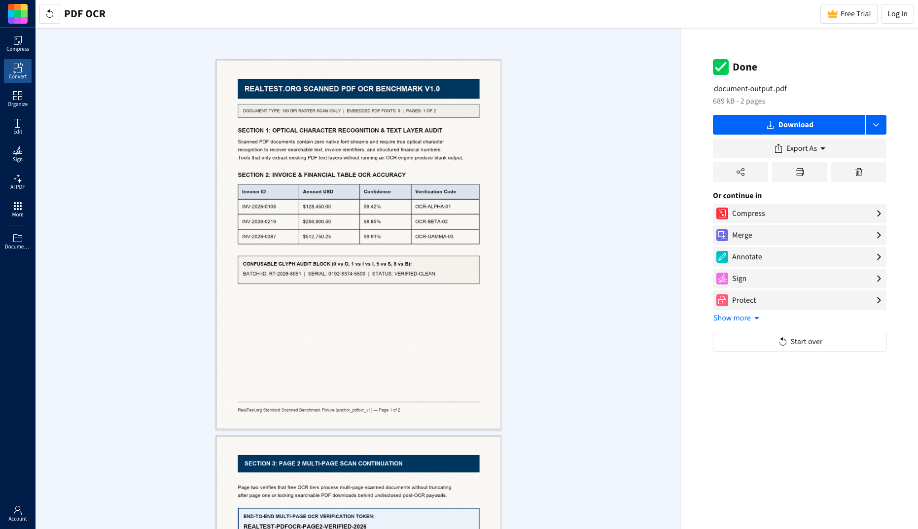 Open result screenshot