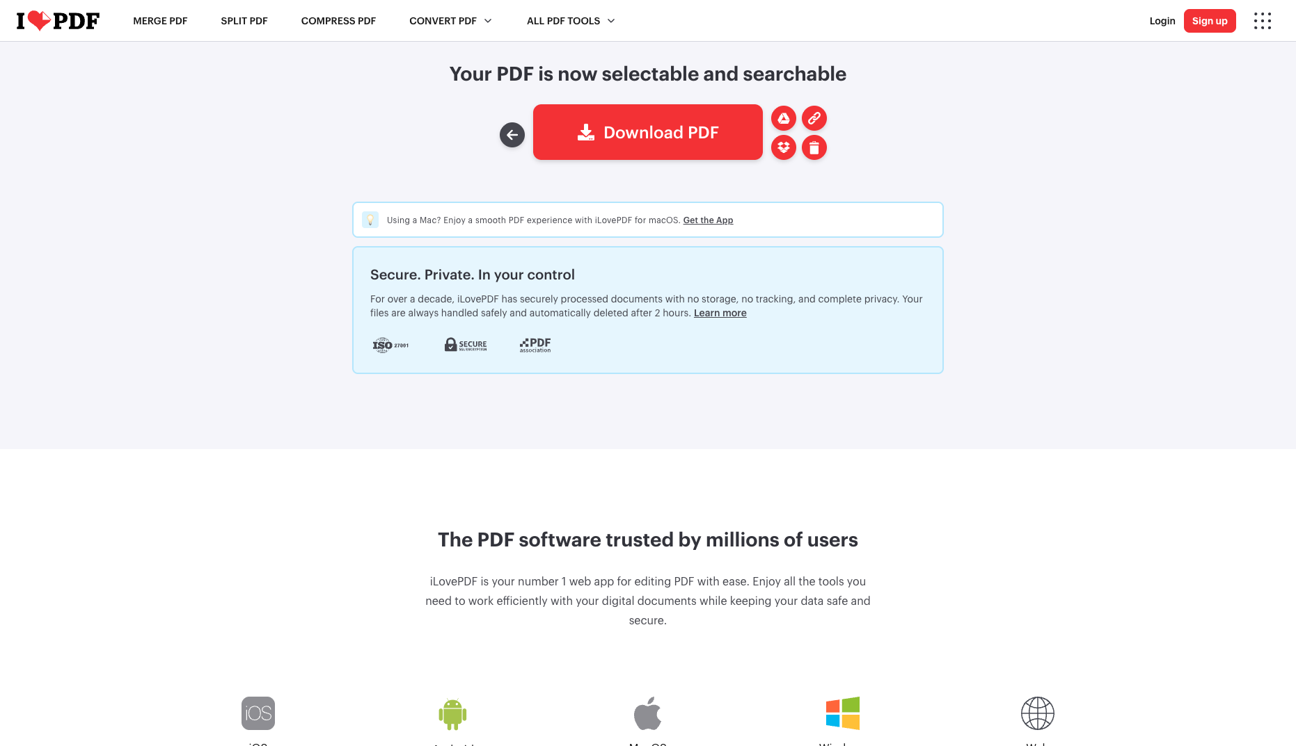 Open result screenshot