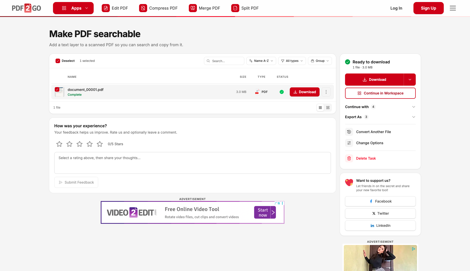 Open result screenshot